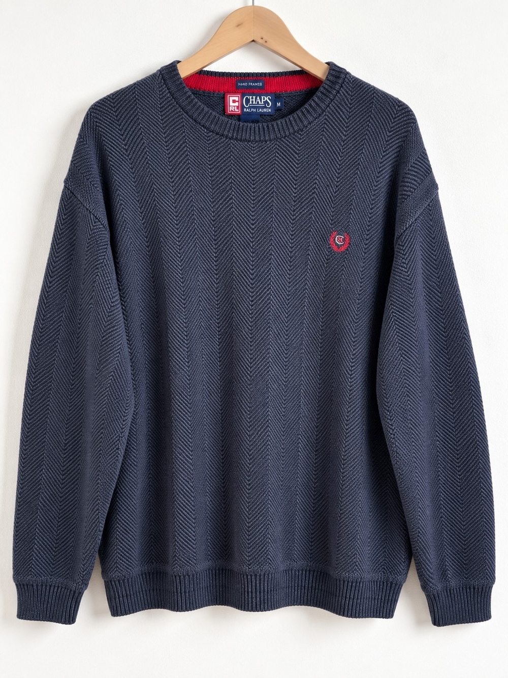 Ralph Lauren Navy Crewneck Sweater with Red Crest